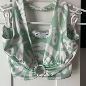 ASOS Green Patterned Halter Top